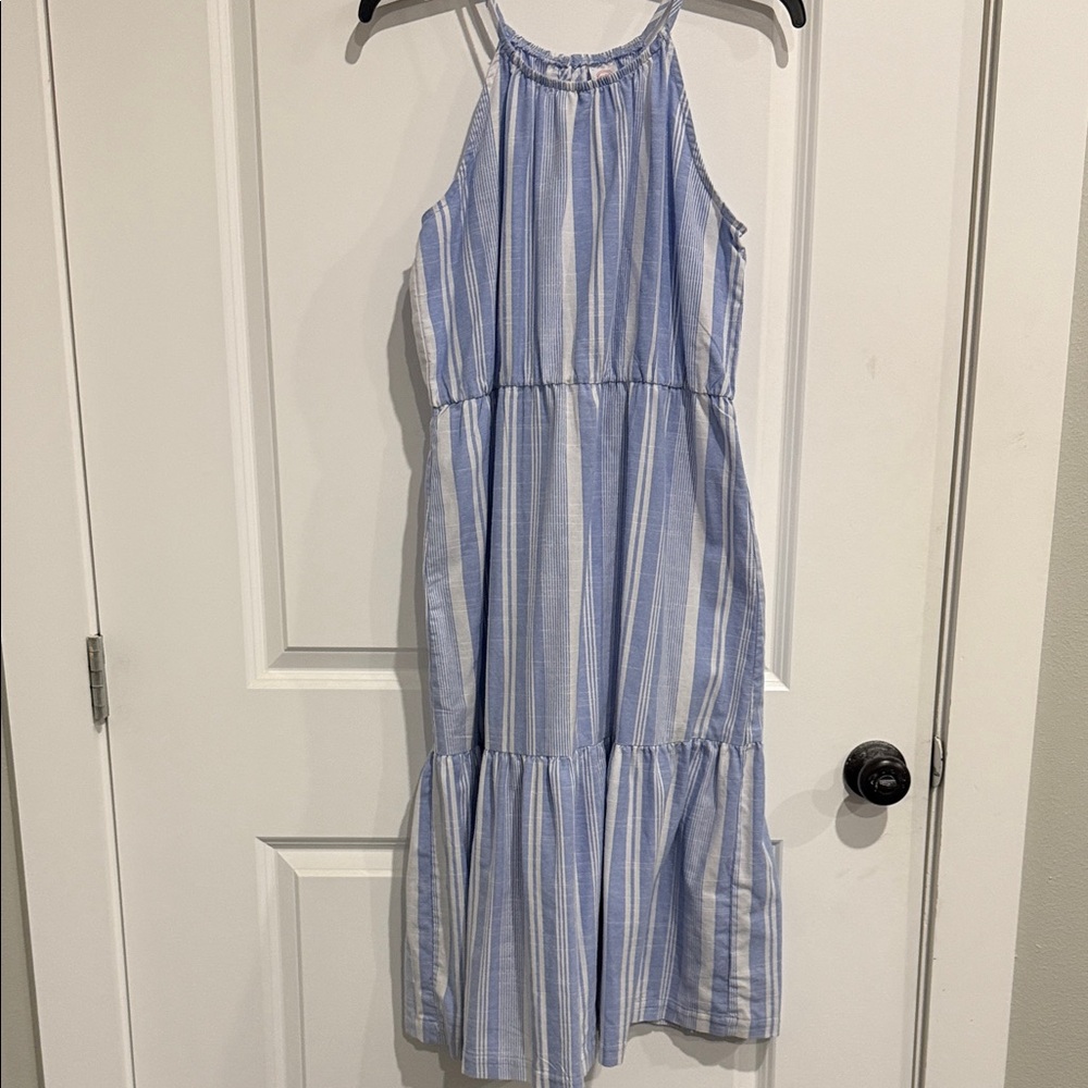 wonder nation Blue and White Striped Halter Dress